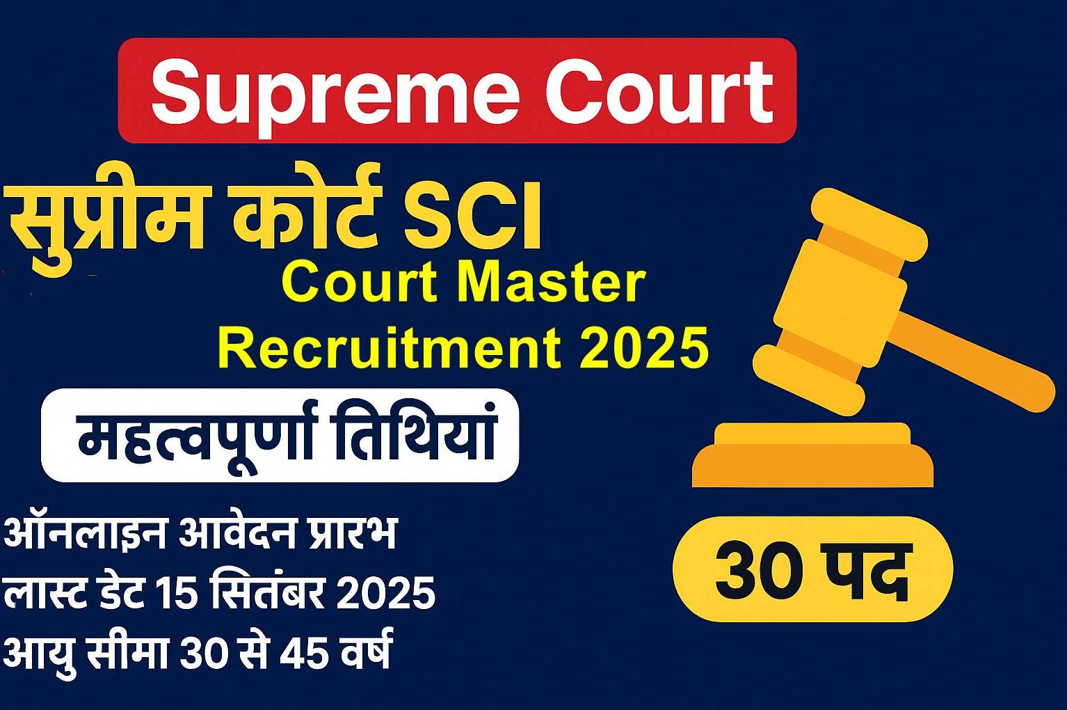 Read more about the article Supreme Court SCI Court Master Recruitment 2025