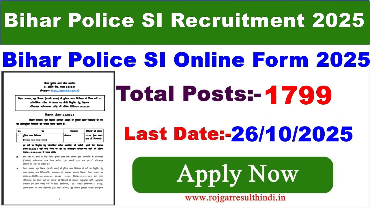 You are currently viewing Bihar Police SI Recruitment 2025 | बिहार पुलिस SI Online Form