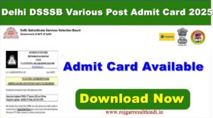 Read more about the article Delhi DSSSB Various Post Admit Card 2025 | Download Now – Rojgar Result Hindi