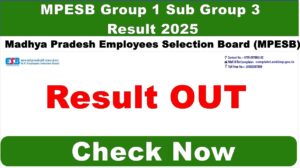 Read more about the article MPESB Group 1 Sub Group 3 Result 2025 – रिजल्ट हुआ जारी