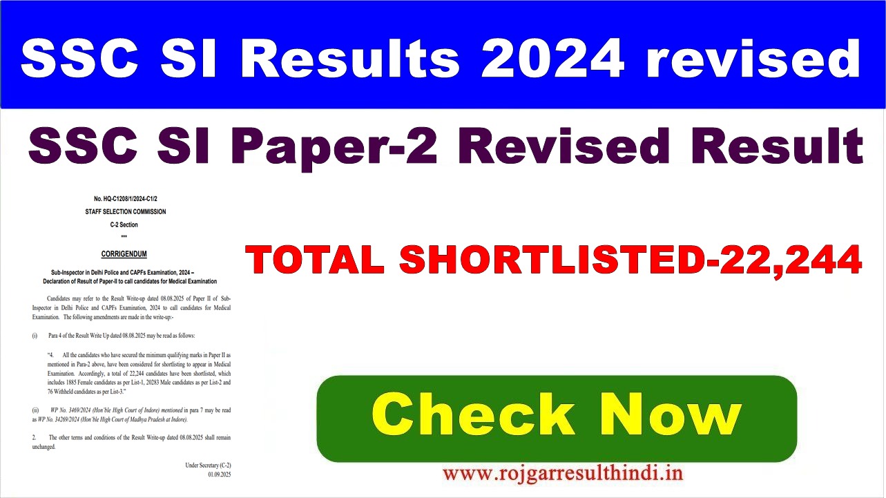 Read more about the article SSC SI Results 2024 revised
